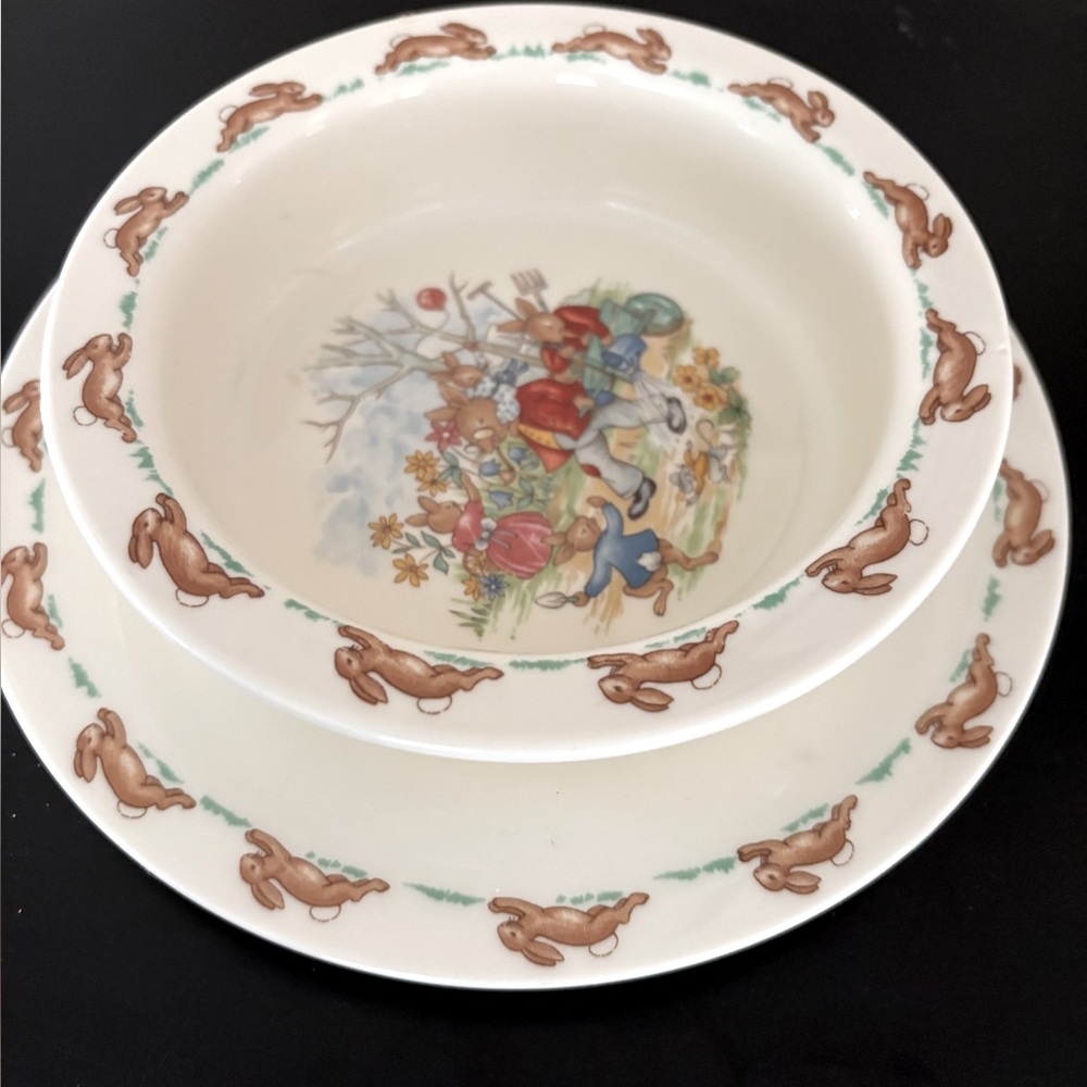 Royal Doulton bone china Bunnykins. Child’s place setting. Luncheon dish & bowl